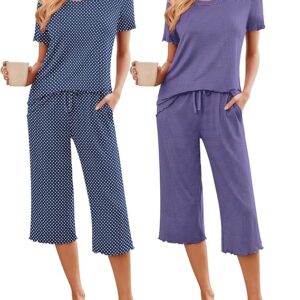 Ekouaer 2 Pack: Women's Pajamas Set Short