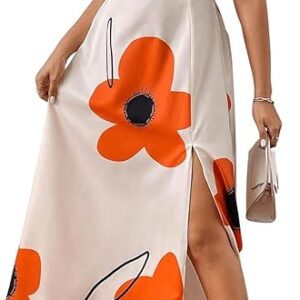 Floerns Women's Flower Print Puff Sleeve A Line Maxi Dress