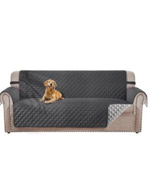 HOMERILLA Reversible 4 Seater Couch Cover for Dogs Water Resistant Washable Pets Furniture Protector Sofa Cover with Elastic Straps (4 Seater Sofa, Dark Grey/Light Grey)