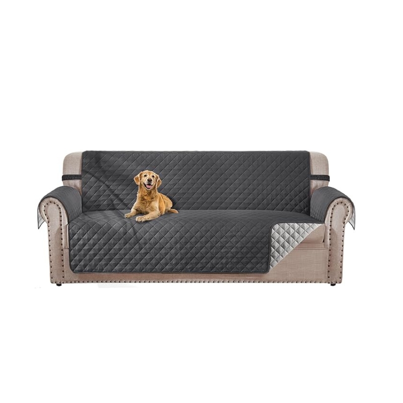 HOMERILLA Reversible 4 Seater Couch Cover for Dogs Water Resistant Washable Pets Furniture Protector Sofa Cover with Elastic Straps (4 Seater Sofa, Dark Grey/Light Grey)