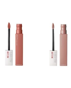 MAYBELLINE Super Stay Matte Ink Liquid Lipstick Makeup Long Lasting High Impact Color Up to 16H Wear Loyalist Light Pink Beige and Seductress Light Rosey Nude