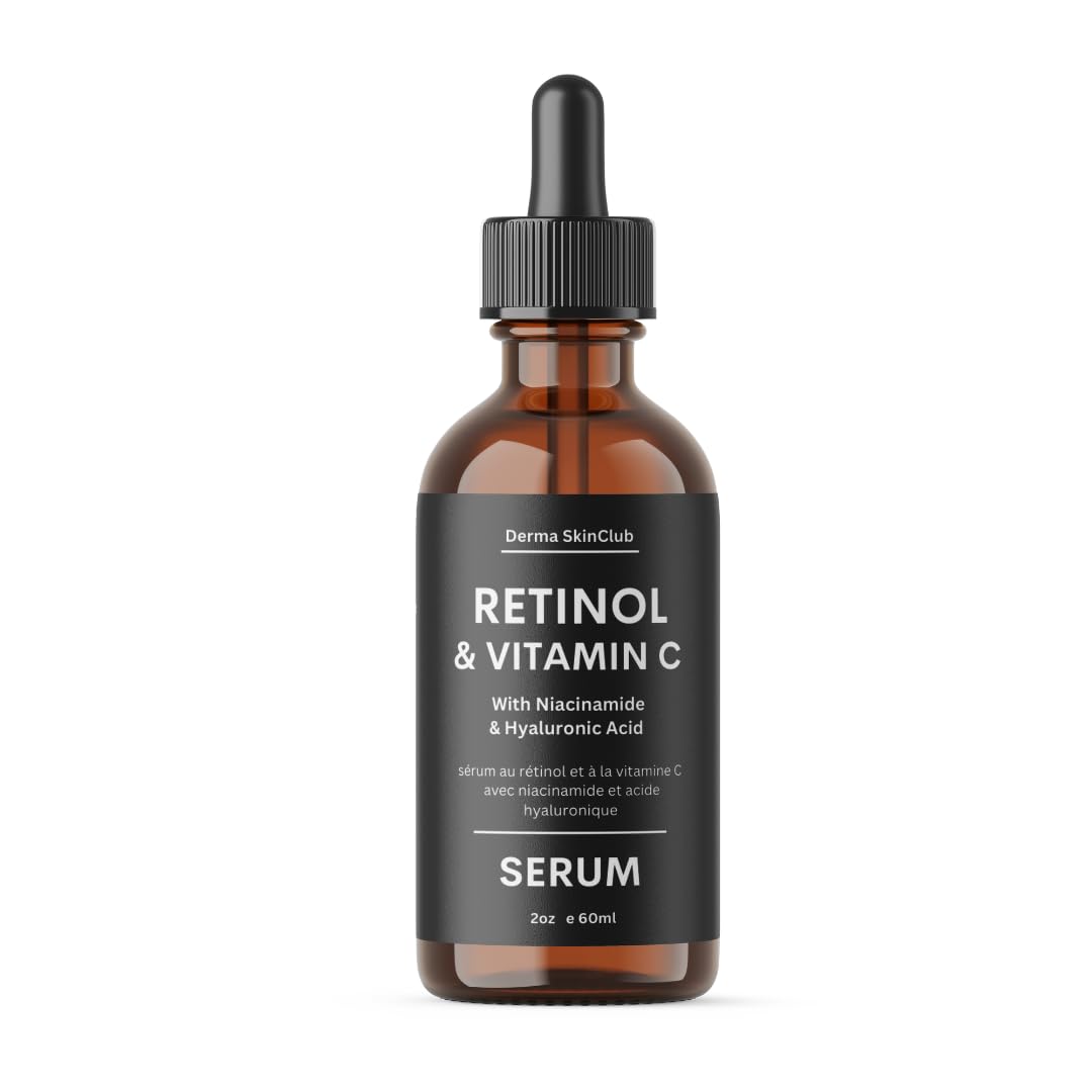 Retinol & Vitamin C Serum with Niacinamide and Hyaluronic Acid, Wrinkle Repair, Plumping, Anti Aging Facial Serum, Hydrating Serum for face - 2oz