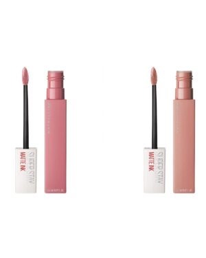 MAYBELLINE Super Stay Matte Ink Liquid Lipstick Makeup Long Lasting High Impact Color Up to 16H Wear Loyalist Light Pink Beige and Dreamer Warm Pink Neutral