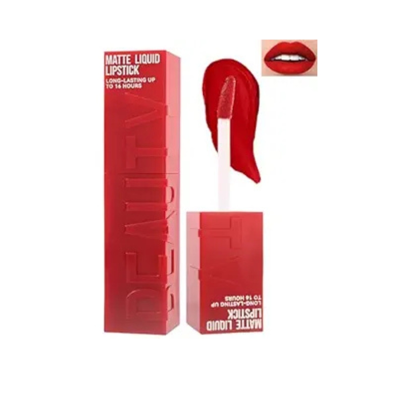 Matte Liquid Lipstick for Women,1Pcs Highly Pigmented Color Lip Stain Tint,Super Velvet Matte Lip Gloss,Up to 16H Wear Lipstain,Long Lasting Waterproof Lipgloss,Non-Stick Cup Lip Makeup-05# Ruby Red