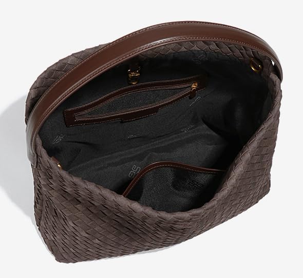Woven Suede Shoulder Bag for Women Suede Hobo Bag Tote Elegant Handbag Satchel for Work Travel - Image 4