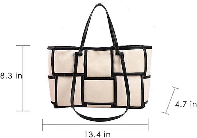 Women Large Leather Woven Shoulder Bag Crossbody Bag,Ladies Top Handle Satchel Tote Work Bag with Matching Clutch - Image 7