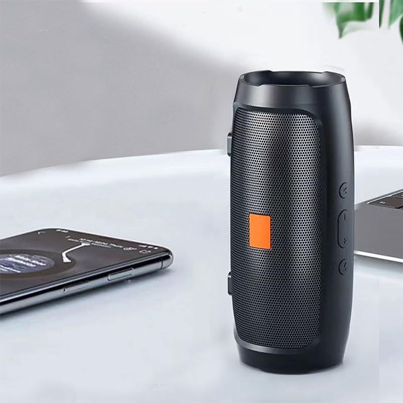 Waterproof Bluetooth Speaker with 32GB SD Card | IPX5 Splash Proof | 1200mAh Battery | 10m Wireless Range | Portable for Outdoor, Shower, Travel (17x8x8cm) (Black) - Image 4