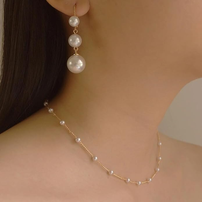 Pearl Necklaces for Women,18K Gold Plated Dainty Single Pearl Pendant Necklace Simple Pearl Choker Necklaces for Women Handmade Pearl Jewelry Bridesmaid Gifts - Image 4