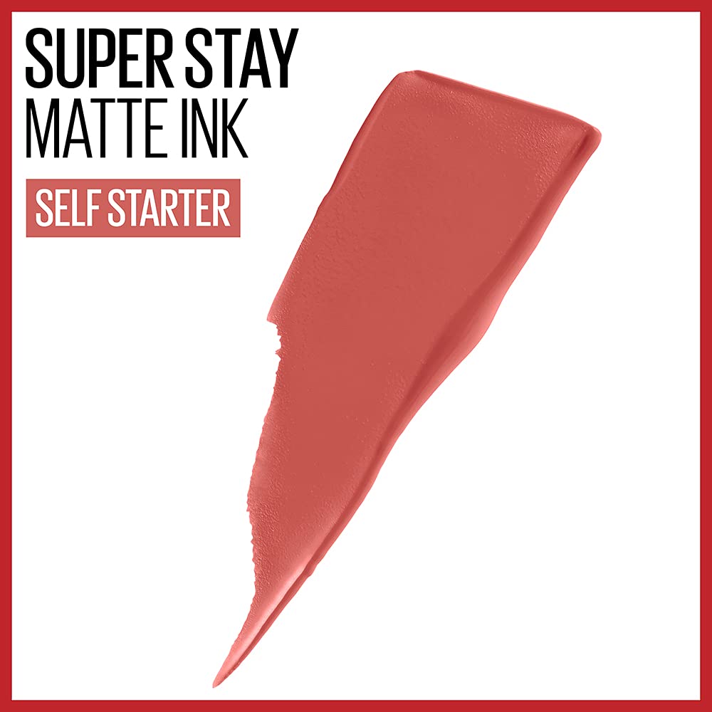 MAYBELLINE Super Stay Matte Ink Liquid Lipstick Makeup Long Lasting High Impact Color Up to 16H Wear Self-Starter Light Red and Hustler Red Brown - Image 3