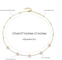 Dainty Pearl Necklace for Women,14K Gold Plated Pearl Choker Daisy Pearl Necklaces Simple White Pearl Necklace for Wedding Prom Bridal Jewelry Gift - Image 6