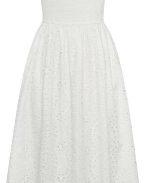 GRACE KARIN Women's 2025 Summer Ruffle Sleeve Midi Dress Square Neck Hollow Out Eyelet Smocked Beach Long Dress with Pockets