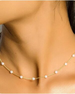 Pearl Necklaces for Women,18K Gold Plated Dainty Single Pearl Pendant Necklace Simple Pearl Choker Necklaces for Women Handmade Pearl Jewelry Bridesmaid Gifts