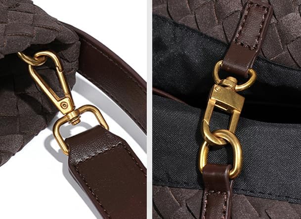 Woven Suede Shoulder Bag for Women Suede Hobo Bag Tote Elegant Handbag Satchel for Work Travel - Image 3