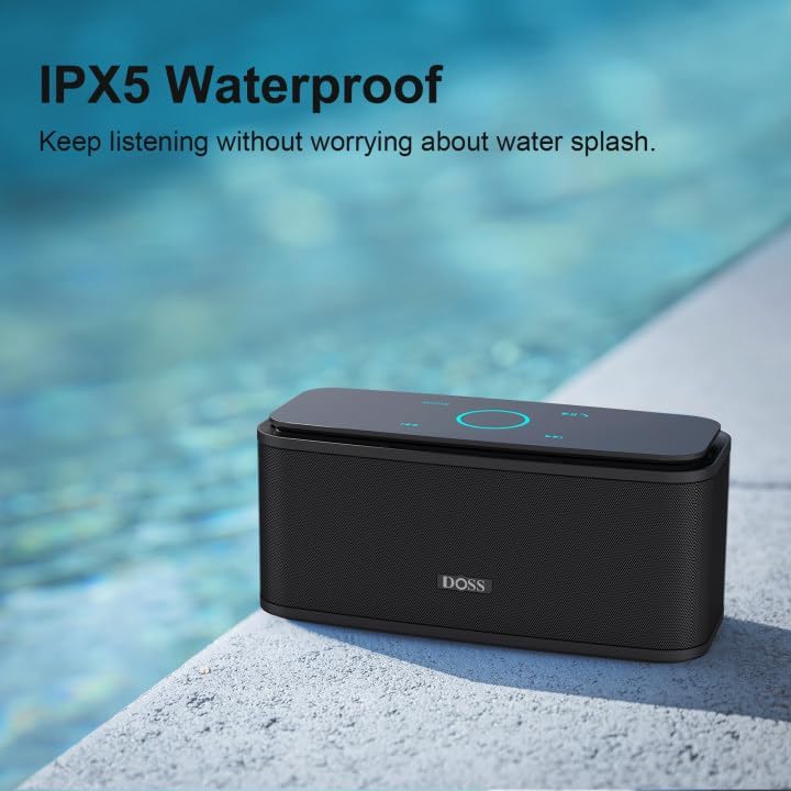 DOSS SoundBox Touch Wireless Bluetooth Speaker with 12W HD Sound and Bass, IPX5 Waterproof, 20H Playtime, Handsfree, for Office, Home, Outdoor, Travel-Upgraded - Image 7