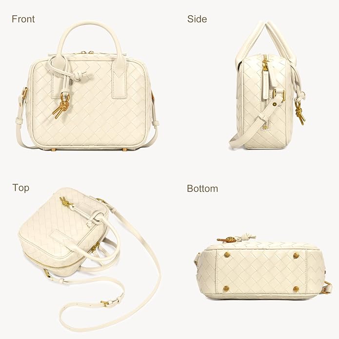 Woven Bag for Women Top Handle Satchel Handbag Crossbody Bag PU Leather Shoulder Bag Woven Purses for Women - Image 3