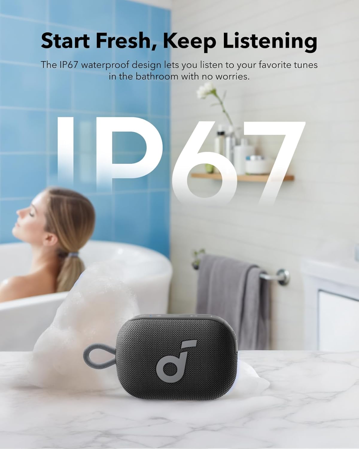 Soundcore Select 4 Go Bluetooth Shower Speaker by Anker, IP67 Waterproof/Dustproof, Ultra-Portable Speaker, Wireless, 20H Playtime, Floatable, Powerful Sound, Electronics for Outdoors/Home/Travel - Image 5