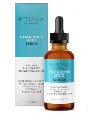Hyaluronic Acid Serum with Vitamin C For Face, Hydrate and Plump Dry Skin, Boost Collagen, Anti Aging Diminish Fine Lines and Wrinkles, Natural & Organic Vegan Ingredients, 1 fl oz