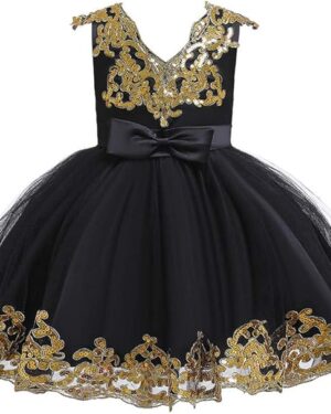 ODASDO Flower Girl Dress Kids Baby Sequin Bowknot Tutu Princess Wedding Bridesmaid Birthday Party Pageant Dress 6M-11T