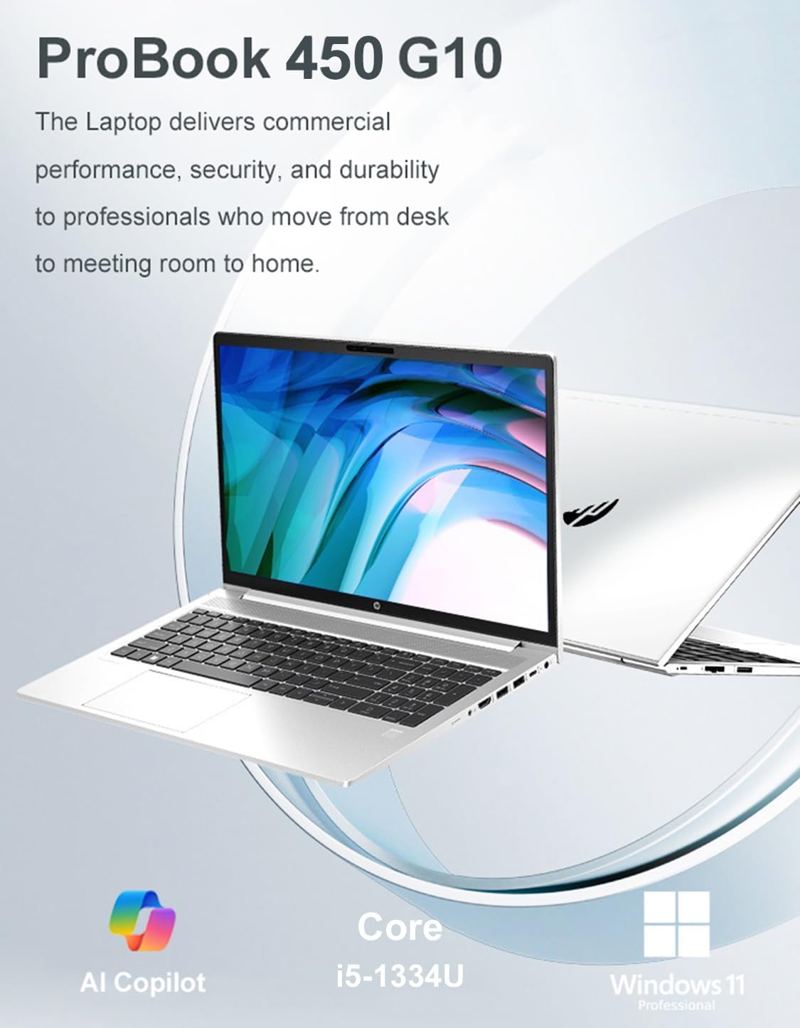 HP ProBook 450 G10 Business Laptop (15.6" FHD Anti-Glare, Intel 10-Core i5-1334U, 16GB RAM, 512GB SSD, (Beats i7-1255U)) Backlit KB, Webcam, Ethernet, Wi-Fi 6E, Win 11 Pro w/ AI Copilot, Silver - Image 6