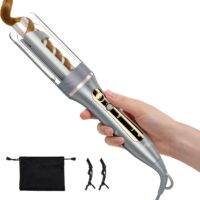 Zavarea Automatic Curling Iron, 1 Inch Hair Curler with 5 Temperatures, 3-Ways Rotation & 3-Styling Modes, Anti-Scald & Tangle-Free Self Rotating Curling Wand (Silver Gold)
