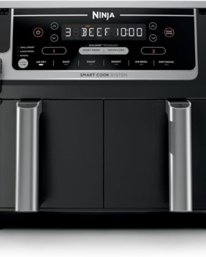 Ninja DZ550 Foodi 10 Quart 6-in-1 DualZone Smart XL Air Fryer with 2 Independent Baskets, Smart Cook Thermometer for Perfect Doneness, Match Cook & Smart Finish to Roast, Dehydrate & More, Grey