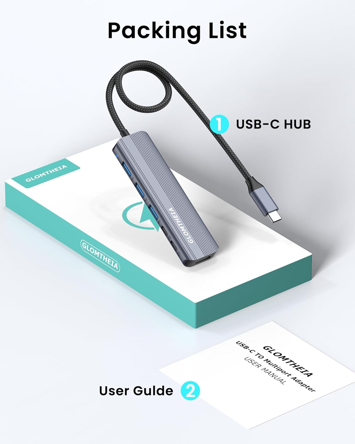 USB C Hub HDMI Multiport Adapter Dongles for MacBook Pro/Air Mac iPad Laptop, Tpye C Multiple Dock with 4k@30Hz HDMI, USB A 3.0, USB C 3.0, 100W Pass Through Charging - Image 2