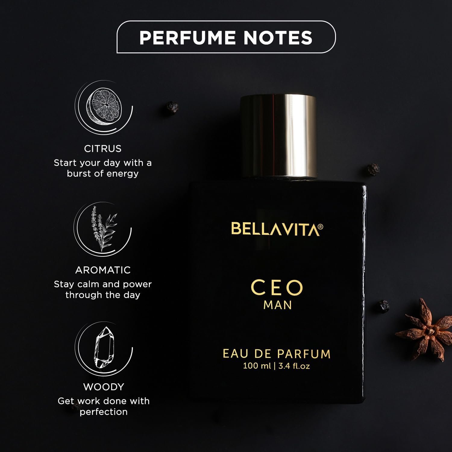 Bella's Vita Luxury CEO Man Eau De Parfum Perfume with Lemon, Lavender, Tonka, Mandarin & Vetiver|Premium, Long Lasting Woody Fragrance for Men, 100 ML - Image 5