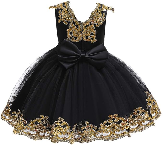 ODASDO Flower Girl Dress Kids Baby Sequin Bowknot Tutu Princess Wedding Bridesmaid Birthday Party Pageant Dress 6M-11T - Image 5