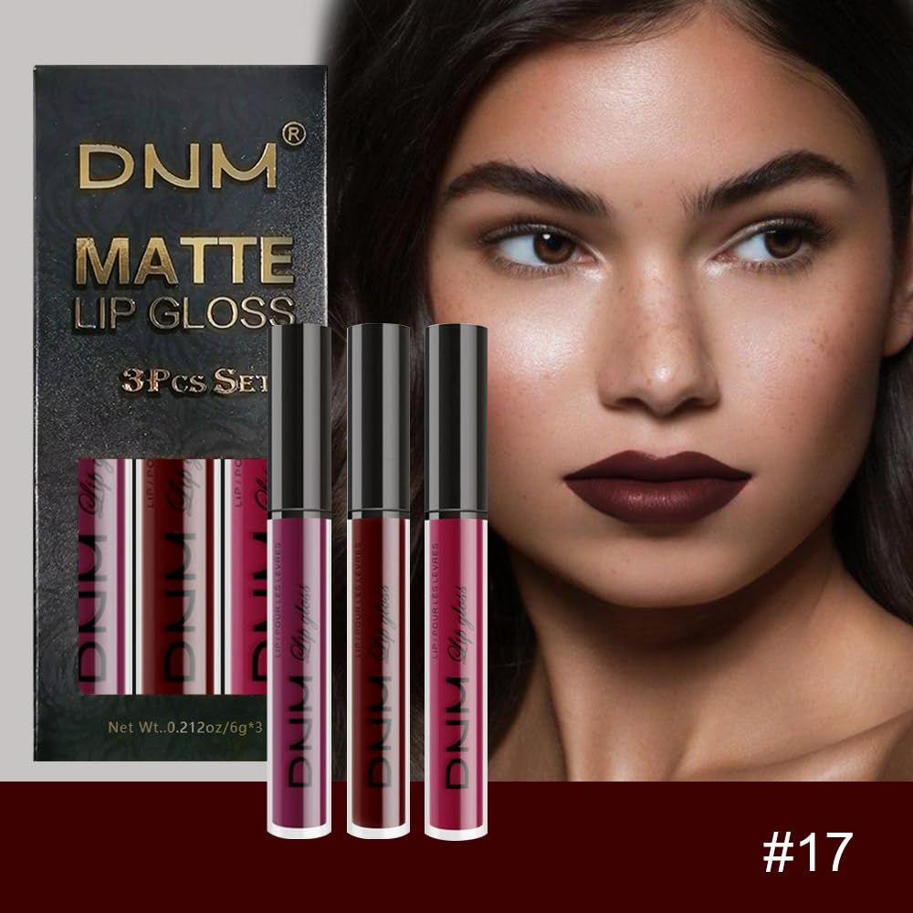 evpct 3Pcs Dark Red Purple Plum Matte Liquid Lipstick Sets for Women Matte Lip Stain Long Lasting Waterproof, Burgundy Blood Blue Red lipstick, Black Cherry Maroon Gothic 24 Hours Magic Lipsticks - Image 3