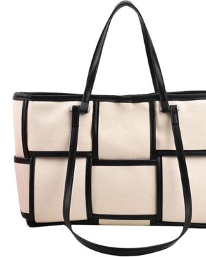 Women Large Leather Woven Shoulder Bag Crossbody Bag,Ladies Top Handle Satchel Tote Work Bag with Matching Clutch