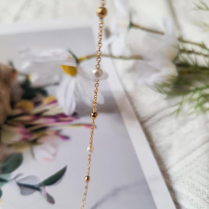 Gold Pearl Necklaces for Women: Dainty Pearl Pendant Necklace Simple 18K Gold Plated Pearl Choker Necklaces Trendy Pearl Jewelry for Women - Image 5