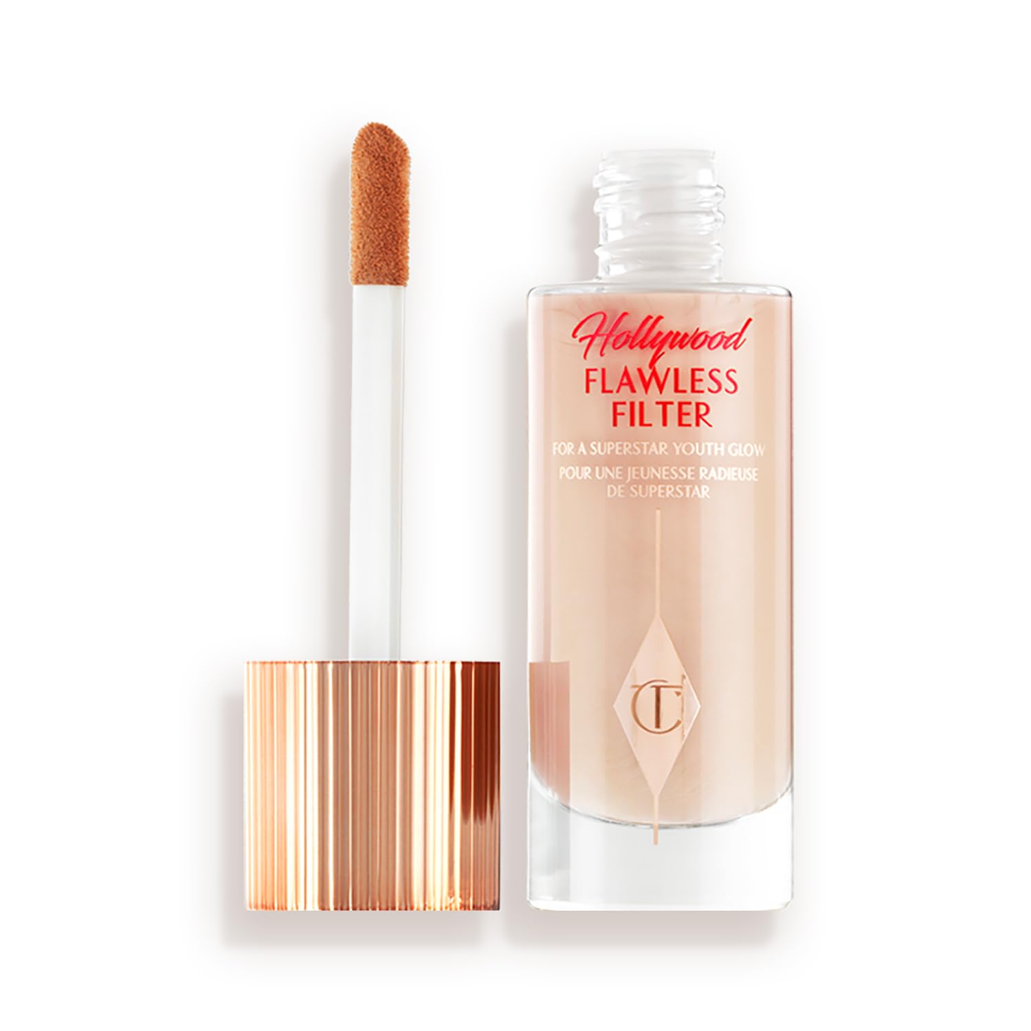 Charlotte Tilbury Hollywood Flawless Filter - Multi‑Use Makeup Primer, Complexion Booster & Illuminating Liquid Highlighter with Sheer Coverage - Smooths & Blurs Skin| light color
