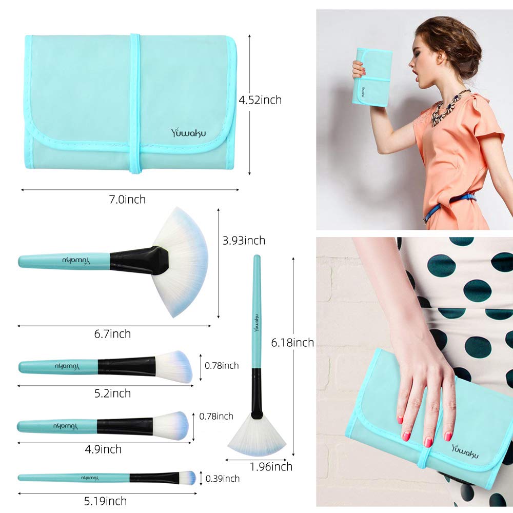 Makeup Brushes Set, 32pcs Blue Premium Cosmetic Make Up Brushes Foundation Blending Blush Concealer Shader Eyeshadow Eyeliner Compatible withTravel Makeup Bag - Image 5