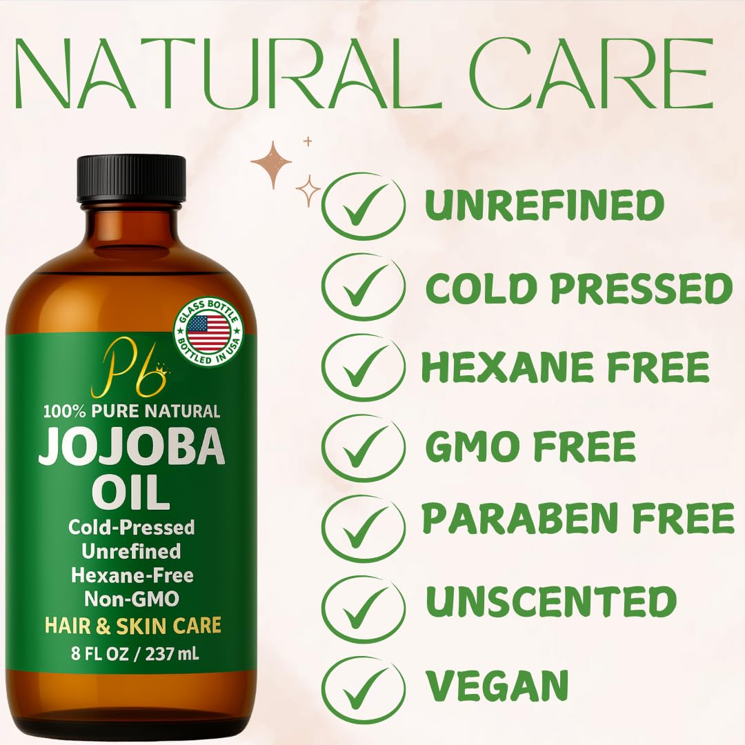 Jojoba Oil – 8 fl oz Glass Bottle – Cold-Pressed, Unrefined & Hexane-Free Jojoba Oil for Hair, Skin & Face – Natural Moisturizer & Lightweight Carrier Oil for Essential Oils, Scalp Care & Massage - Image 6