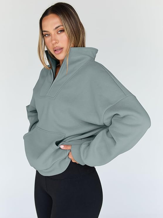 Trendy Queen Womens Oversized Sweatshirts Half Zip Pullover Fall Long Sleeve Quarter Zip Hoodies Teen Girls Y2K Clothes - Image 5