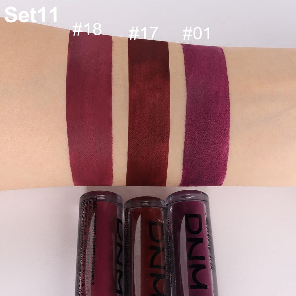 evpct 3Pcs Dark Red Purple Plum Matte Liquid Lipstick Sets for Women Matte Lip Stain Long Lasting Waterproof, Burgundy Blood Blue Red lipstick, Black Cherry Maroon Gothic 24 Hours Magic Lipsticks - Image 4