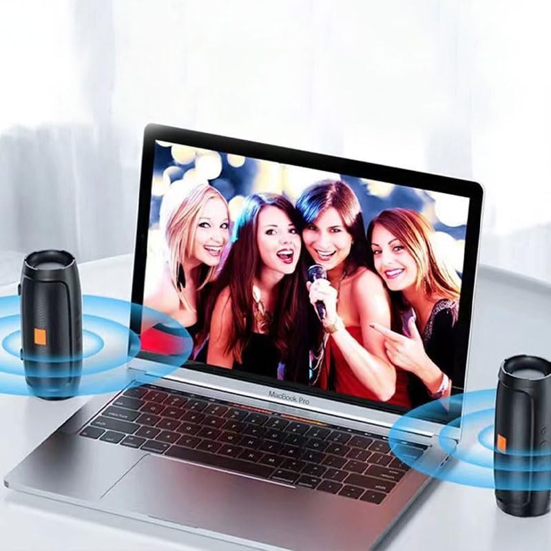 Waterproof Bluetooth Speaker with 32GB SD Card | IPX5 Splash Proof | 1200mAh Battery | 10m Wireless Range | Portable for Outdoor, Shower, Travel (17x8x8cm) (Black) - Image 5