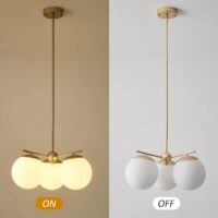 Globe Sputnik Chandelier Light Fixture 3-Light Milk White Glass Pendant Light Nordic Mid-Century Modern Ball Chandelier for Dining Room,Island,Bedroom,Living Room,Height Adjustable - Image 4