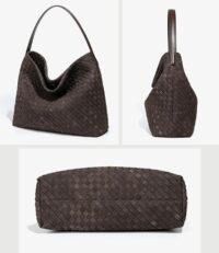 Woven Suede Shoulder Bag for Women Suede Hobo Bag Tote Elegant Handbag Satchel for Work Travel - Image 2