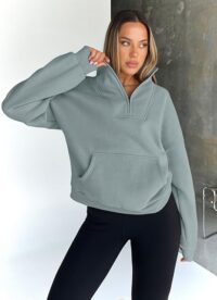 Trendy Queen Womens Oversized Sweatshirts Half Zip Pullover Fall Long Sleeve Quarter Zip Hoodies Teen Girls Y2K Clothes - Image 3