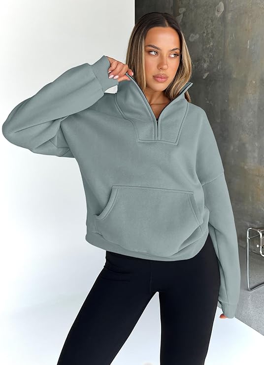 Trendy Queen Womens Oversized Sweatshirts Half Zip Pullover Fall Long Sleeve Quarter Zip Hoodies Teen Girls Y2K Clothes - Image 3