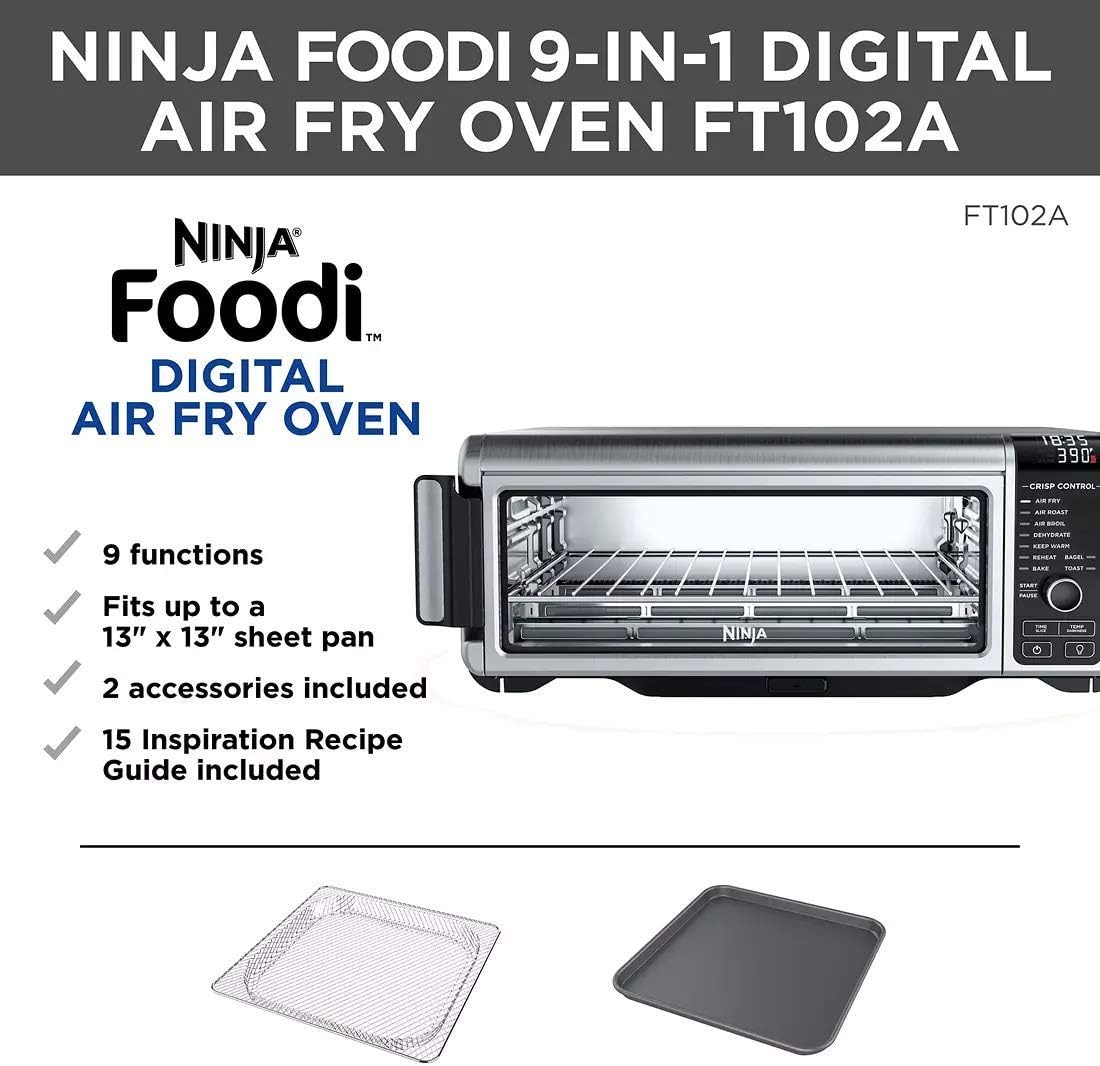 Ninja Foodi 9-in-1 Digital Oven Air Fry, Air Roast/ Broil, Bake, Bagel, Toast, Dehydrate, Keep Warm, and Reheat - Stainless Steel - Image 9