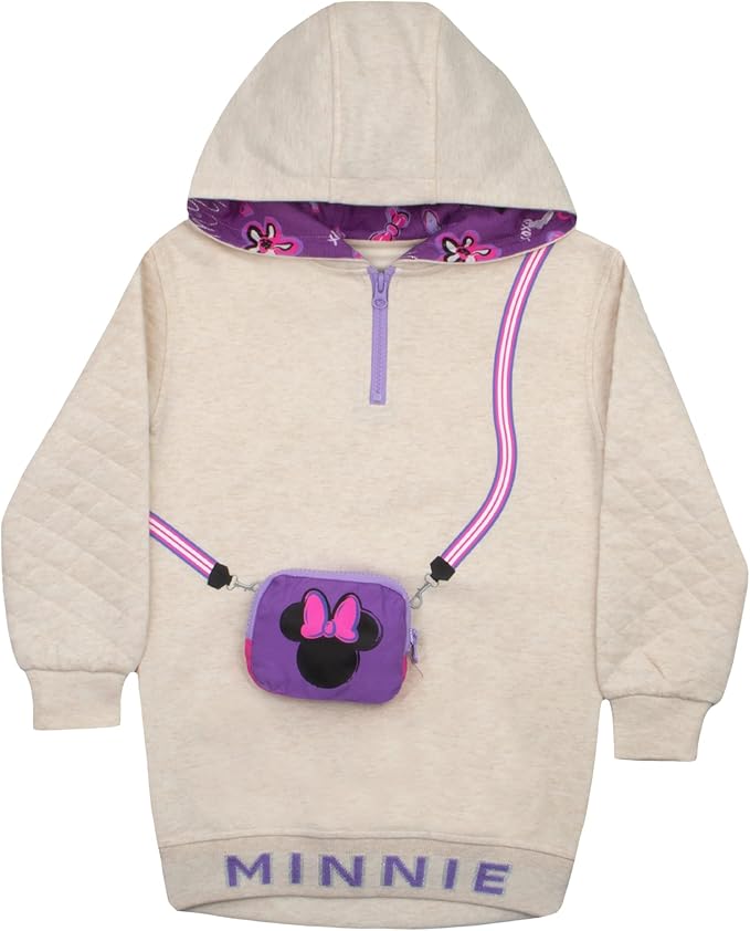 Disney Minnie Mouse Girls Hoodie and Leggings 2-Pack with Attached Zipper Purse, Girls Hooded Sweatshirt and Active Leggings - Image 5