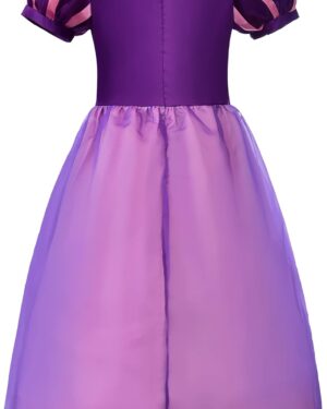 ReliBeauty Girls Dress Puff Sleeve Princess Costume, 3T, Purple(with Accessories)