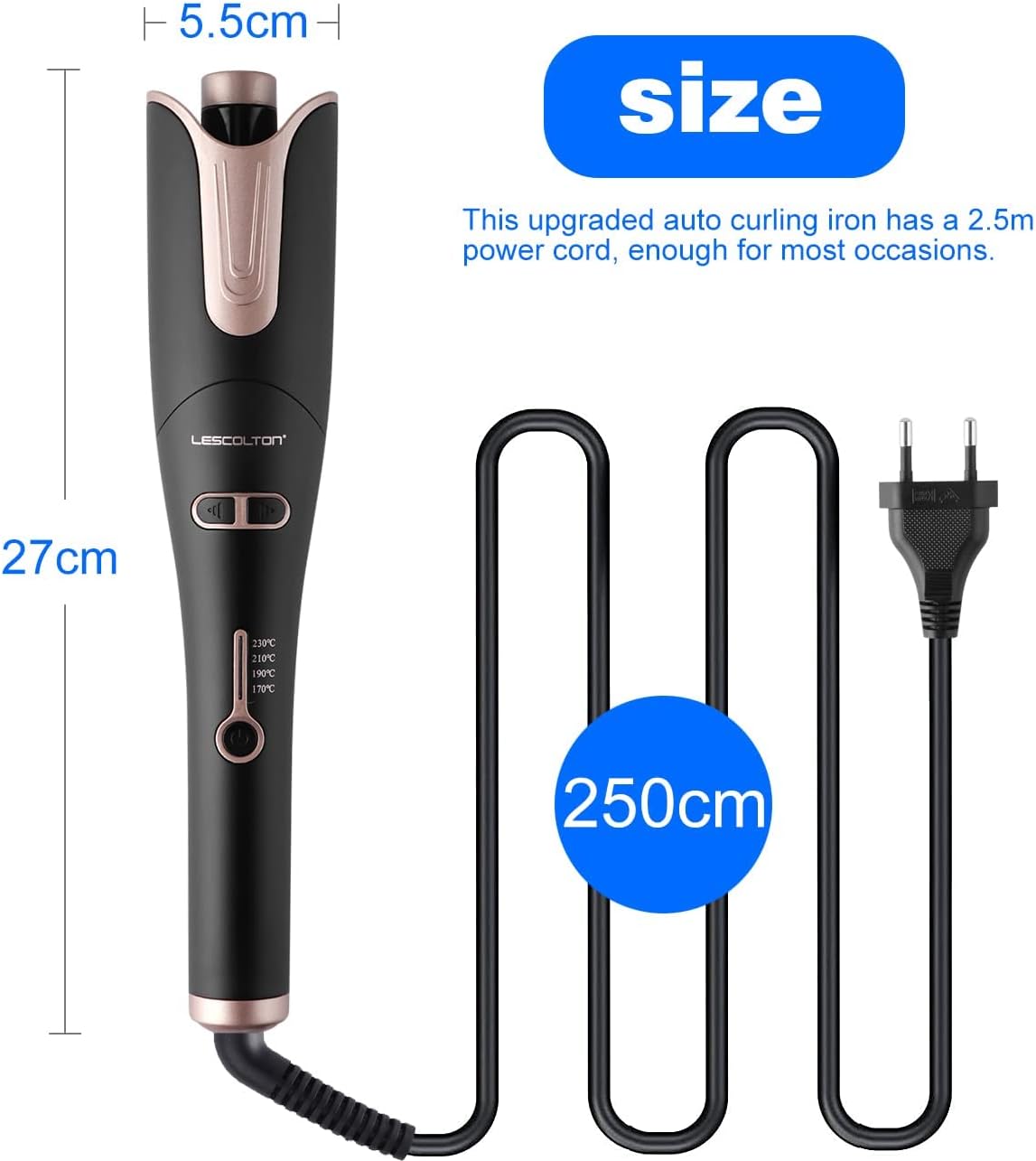 Automatic Hair Curling Iron, Rotating Curlers Iron with 1" Barrel Curls, Hair Curler Wand with 4 Temp & Dual Voltage, Anti-Scald, Auto Shut-Off - Image 2