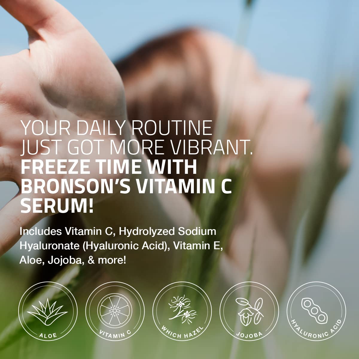 Bronson Vitamin C Serum for Face, Anti Aging Facial Serum with Premium Hyaluronic Acid, Vitamin E, Aloe & Jojoba, Hydrating & Brightening Serum for Dark Spots, Fine Lines and Wrinkles 1 oz. - Image 4