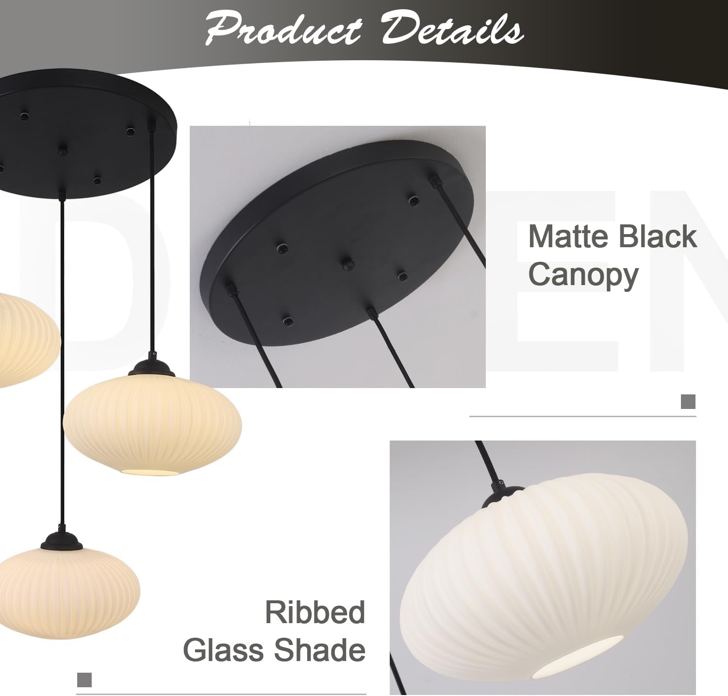 KCO Lighting 3-Light Cluster Pendant Hanging Lights Black Globe Chandelier Light Fixture Large Milk Glass Cluster Pendant Lights Mid Century Modern Multi Light Pendant Lighting Kitchen Island - Image 5