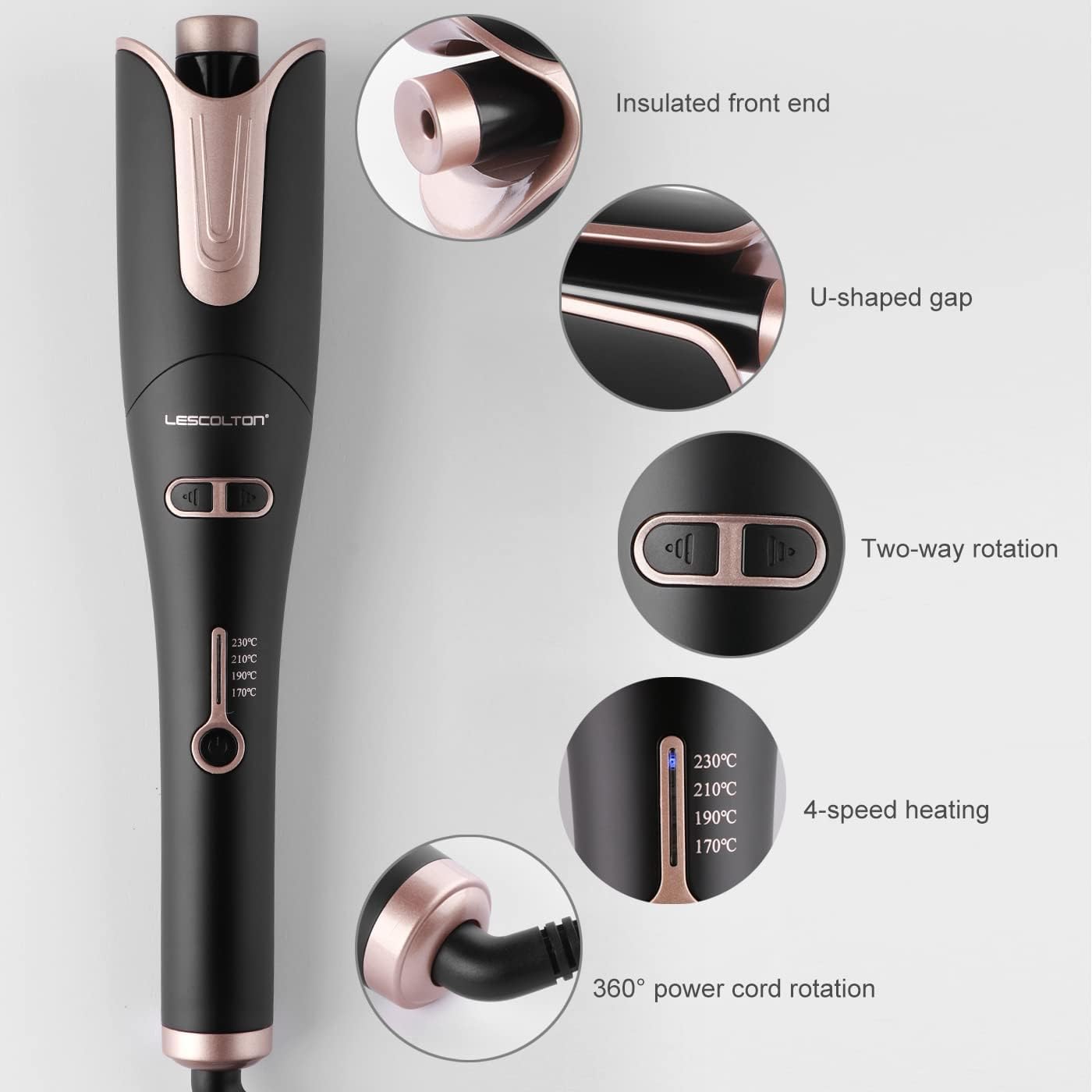 Automatic Hair Curling Iron, Rotating Curlers Iron with 1" Barrel Curls, Hair Curler Wand with 4 Temp & Dual Voltage, Anti-Scald, Auto Shut-Off - Image 3