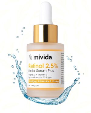Retinol Serum 2.5% | Anti-Aging Face Serum With Collagen, Vit C, E & Hyaluronic Acid | Targets Wrinkles, Fine Lines, Even-Toned Youthful-Looking Skin, Hyperpigmentation & Acne Marks – 1 Fl Oz