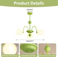 KCO Lighting Mid Century Modern 3-Light Sputnik Chandelier Milk Glass Globe Pendant Light Fixture Nordic Green Chandelier Vintage Flush Mount Ceiling Light for Kitchen Dining Room - Image 4